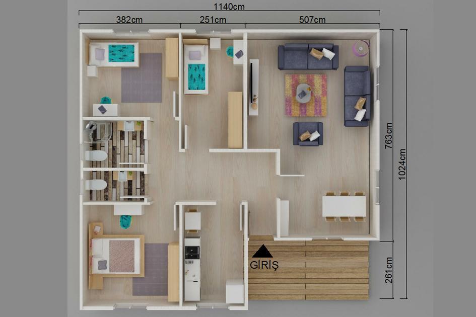 Kayseri Prefabrik 117 mt 4 Kayseri Prefabrik 117 mt - Görsel 2