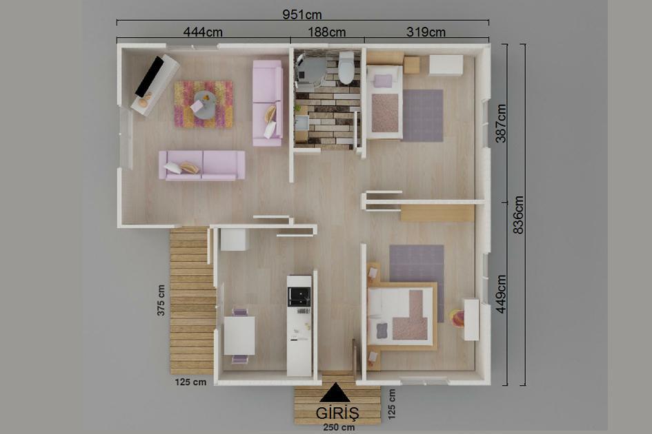 Kayseri Prefabrik 77 mt 4 Kayseri Prefabrik 77 mt - Görsel 2