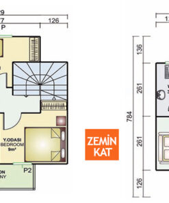 Kayseri Anahtar Teslim Prefabrik 86 mt 7 86metrekare iki katli prefabrik ev plani